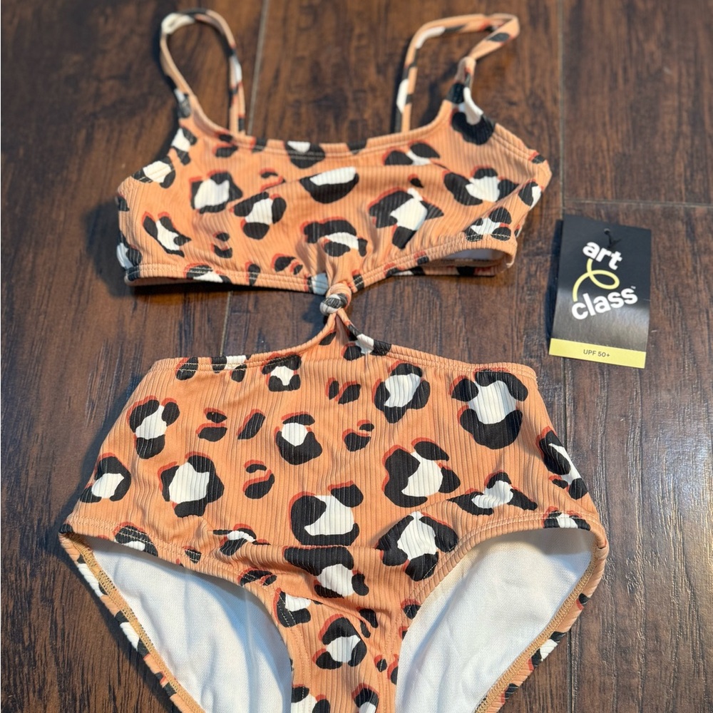 Art Class Orange and Black Patterned Bikini